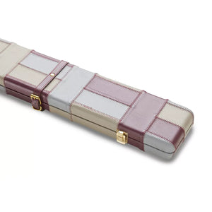 Peradon Burgundy & Grey Leather 3/4 Cue Case. End view