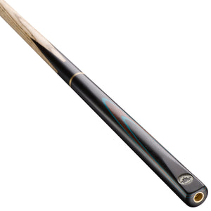 Peradon Century 3/4 Jointed Snooker Cue. On angle view