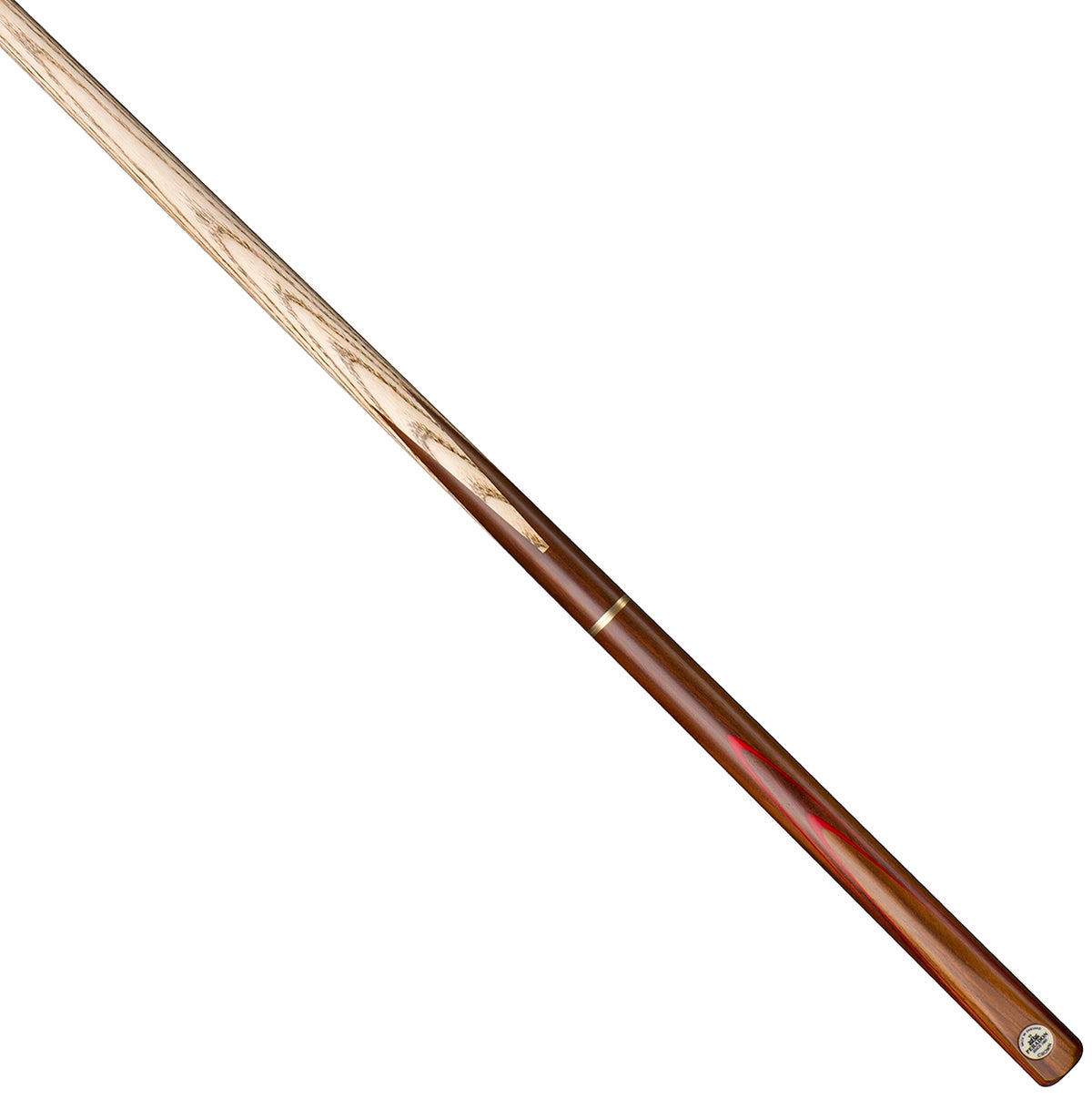 Peradon Crown 3/4 Jointed Snooker Cue. On angle view