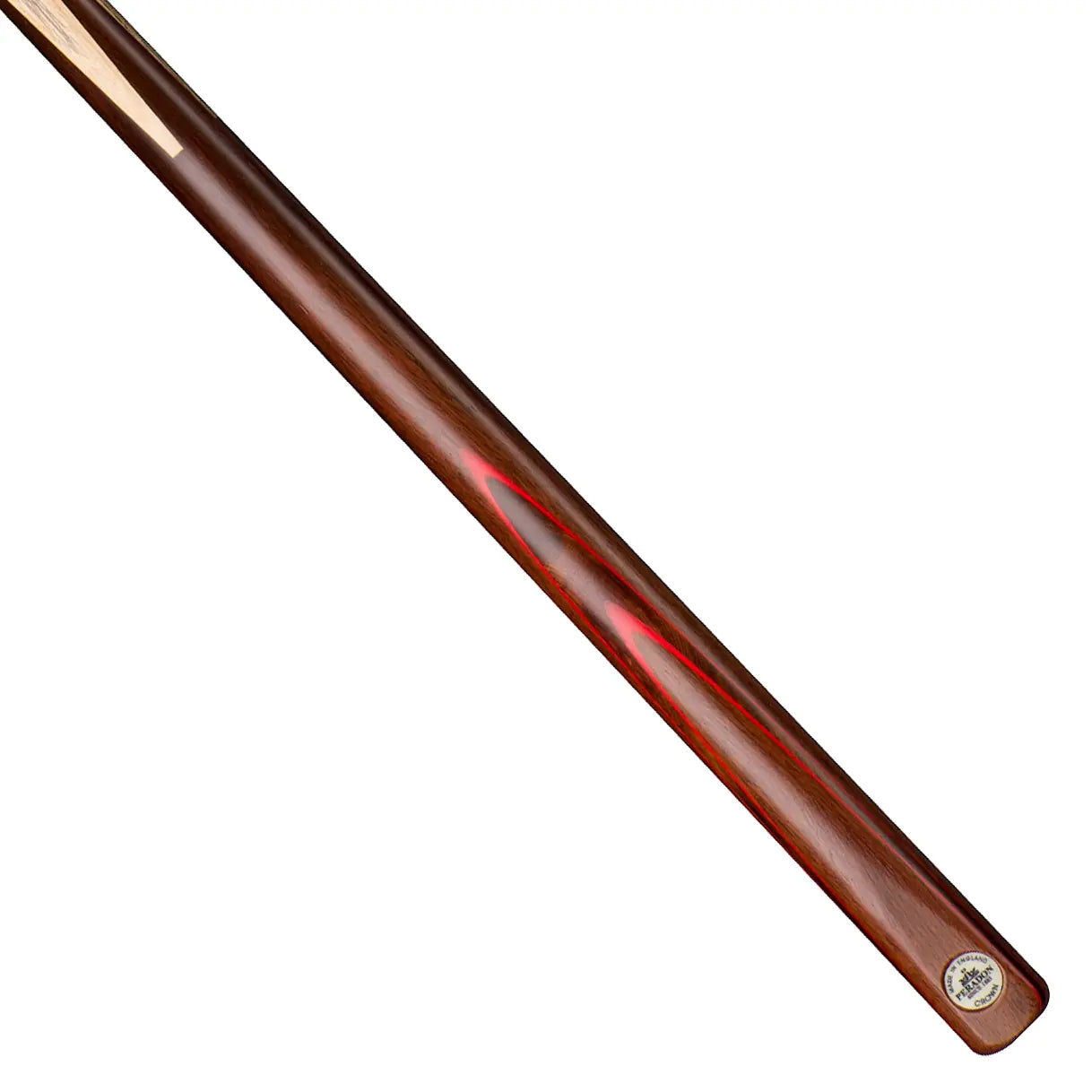 Peradon Crown Two Piece Snooker Cue. On angle view