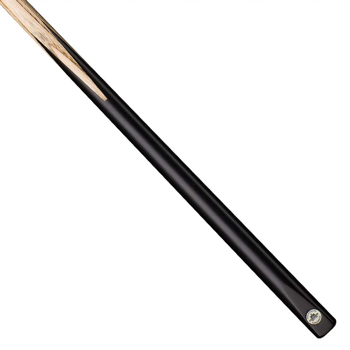 Peradon Edwardian One Piece Snooker Cue. On angle view