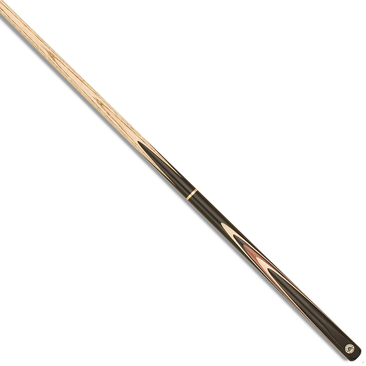 Peradon Guildford 3/4 Jointed Snooker Cue. On angle view
