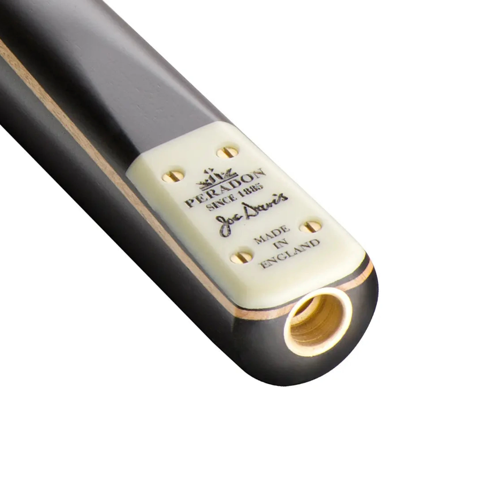 Peradon Joe Davis One Piece Snooker Cue - Badge view