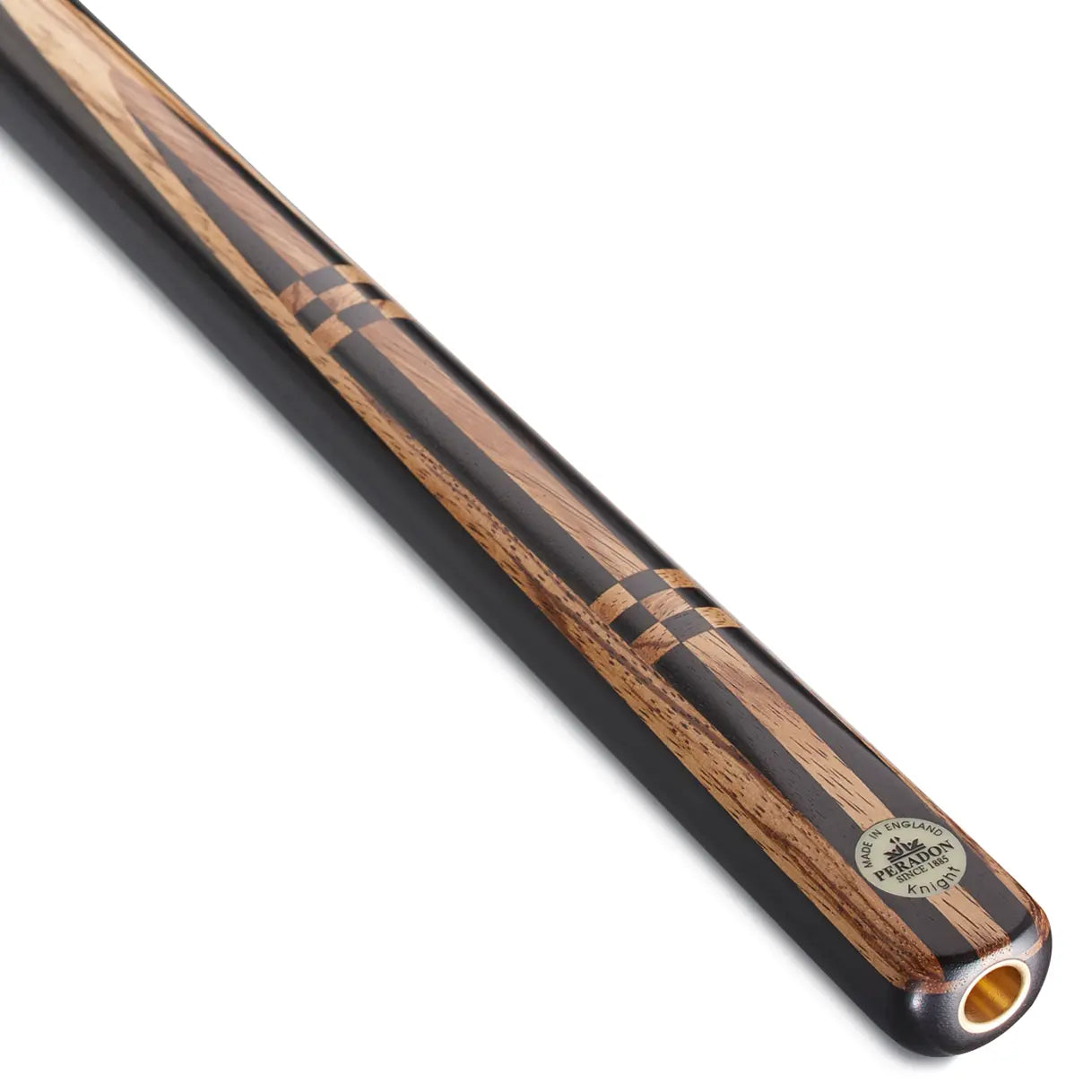 Peradon Knight 3/4 Jointed Snooker Cue. On angle view