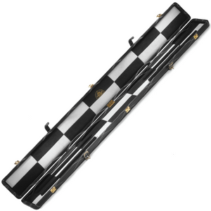Peradon 3/4 Black & White Stitch Genuine Leather Cue Case Open