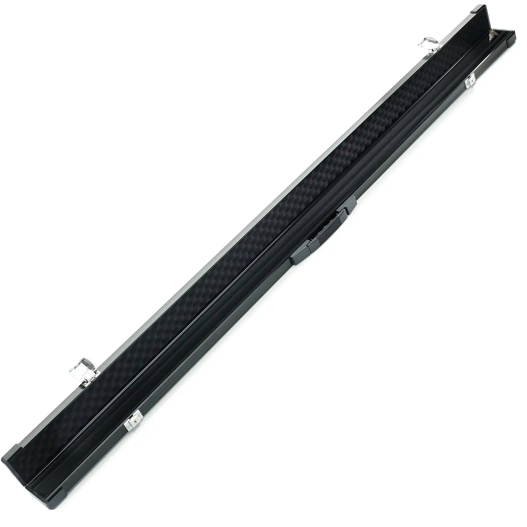 Peradon Black Aluminium One Piece Cue Case full open view
