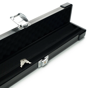 Peradon Black Aluminium One Piece Cue Case open end view
