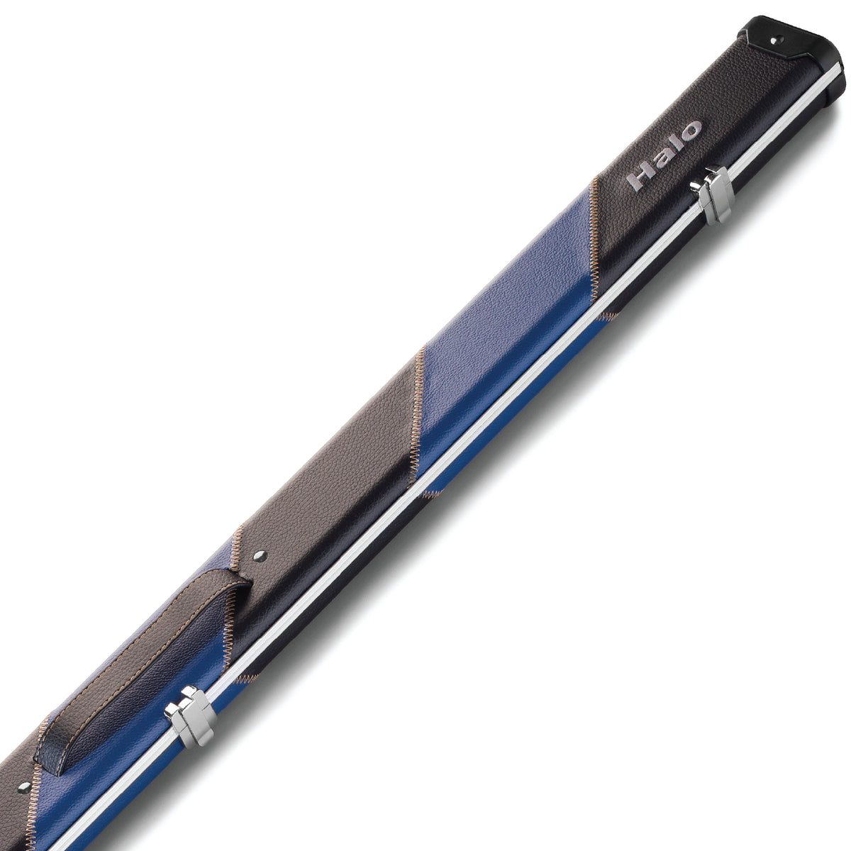 Peradon Black & Blue Stripe Halo 3/4 Cue Case Close Up