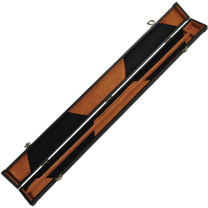 Peradon Black Clubman Two Piece Cue Case Open