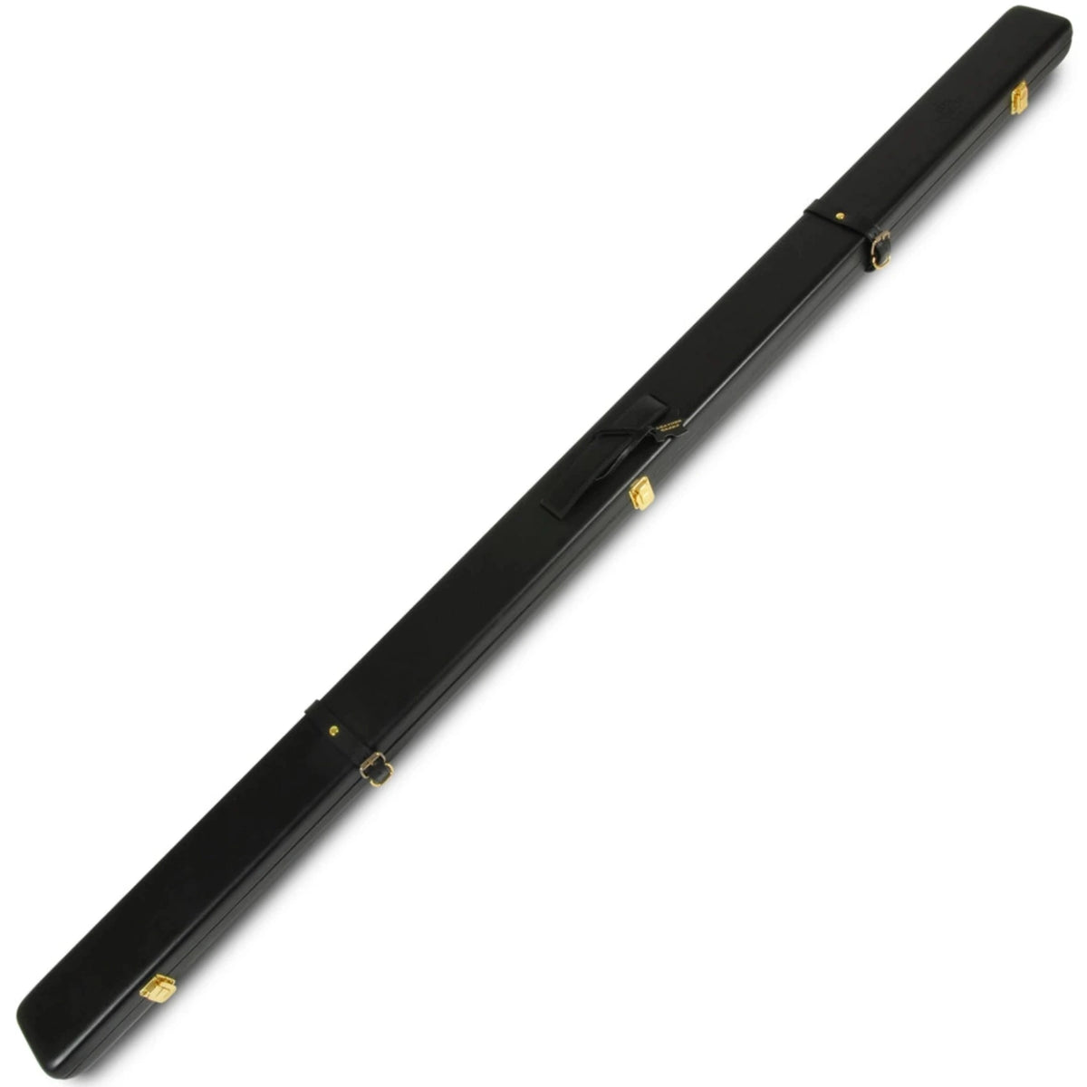 Peradon Black Genuine Leather Wide One Piece Cue Case Full View Closed