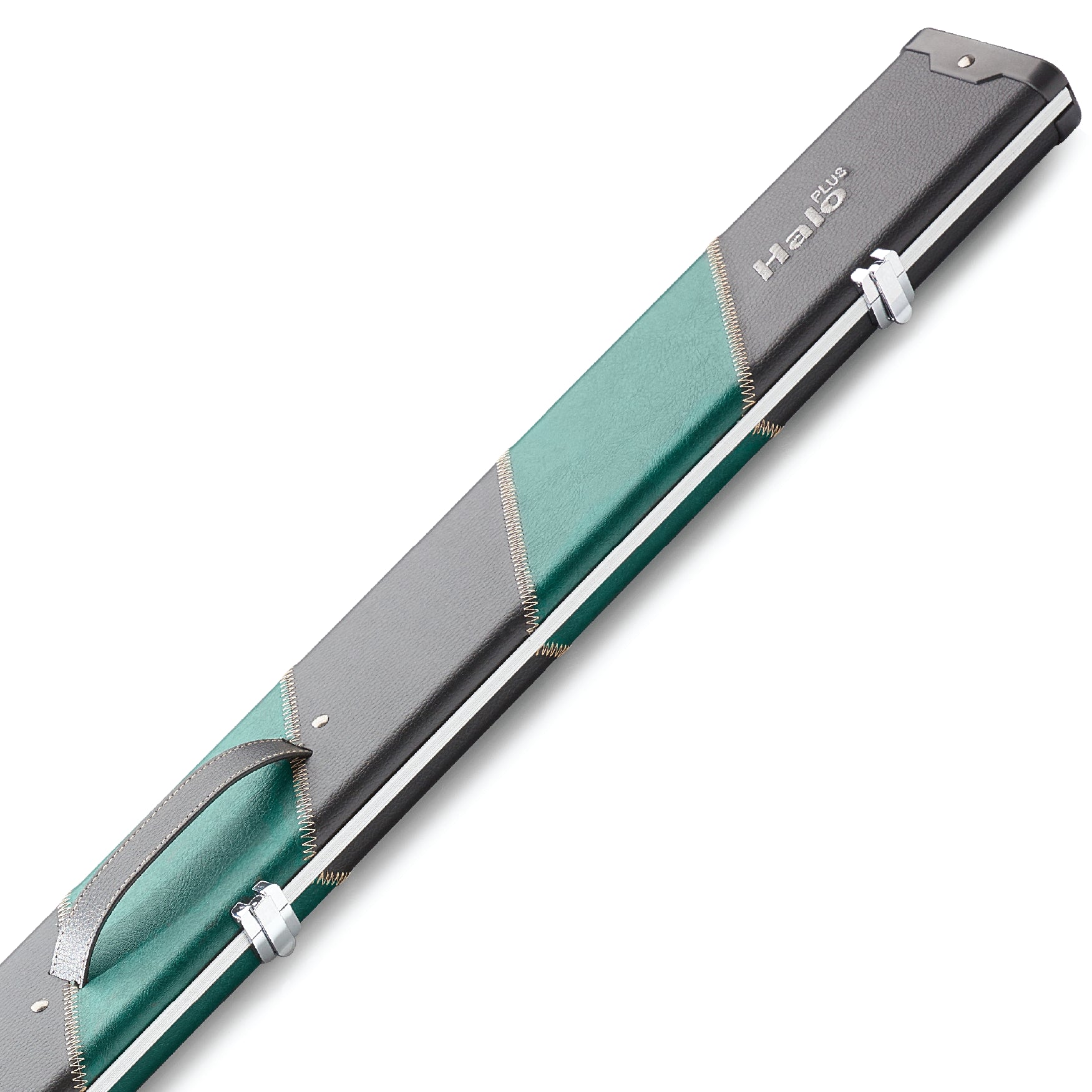 Peradon Black & Green Stripe Halo Plus 3/4 Cue Case Close Up