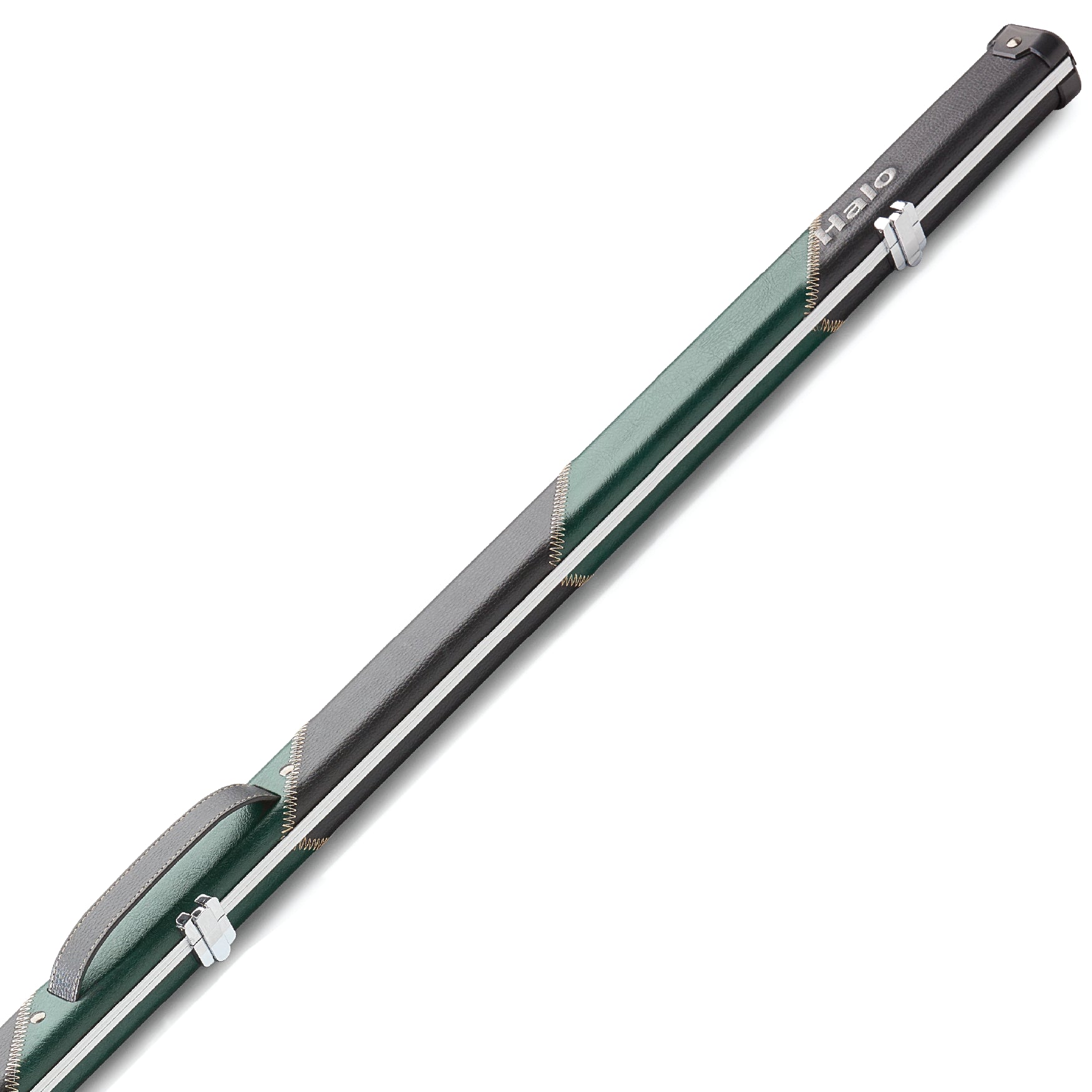 Peradon Black & Green Stripe Halo Thin One Piece Cue Case Close Up