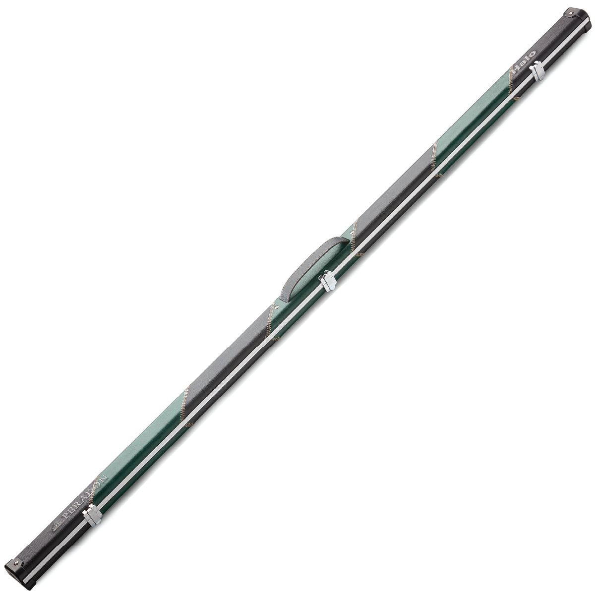 Peradon Black & Green Stripe Halo Thin One Piece Cue Case Closed
