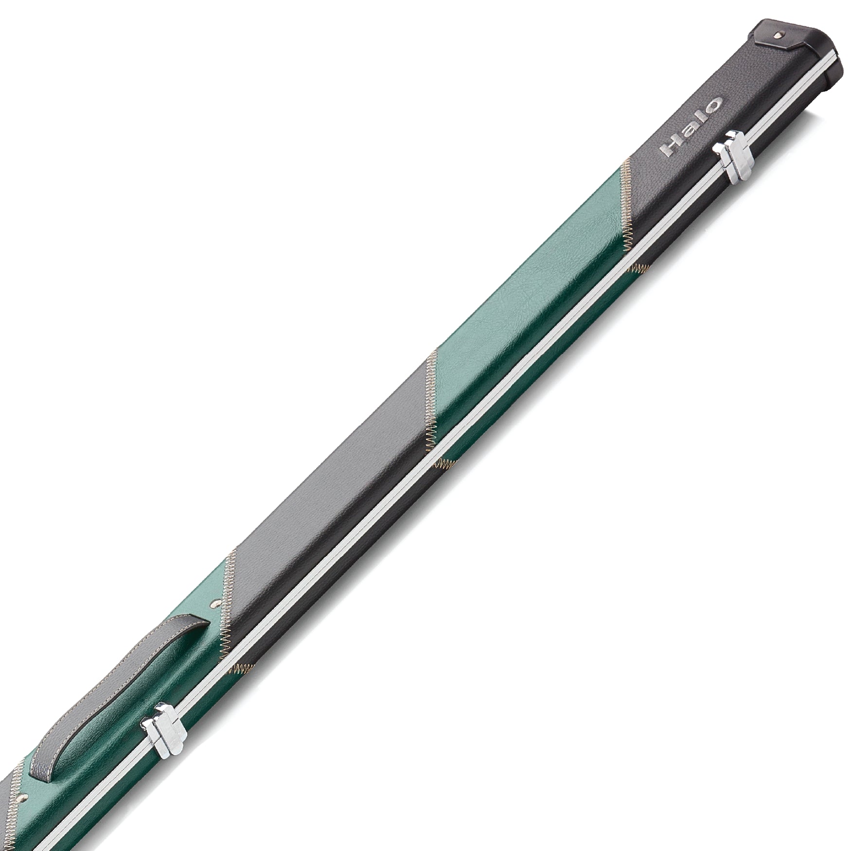 Peradon Black & Green Stripe Halo Wide One Piece Cue Case Close Up