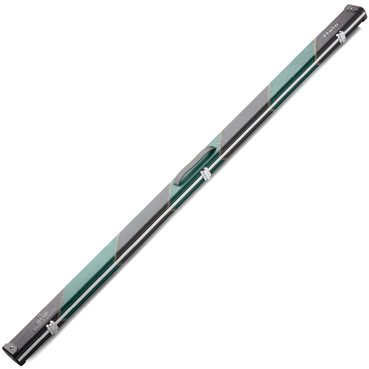 Peradon Black & Green Stripe Halo Wide One Piece Cue Case Closed