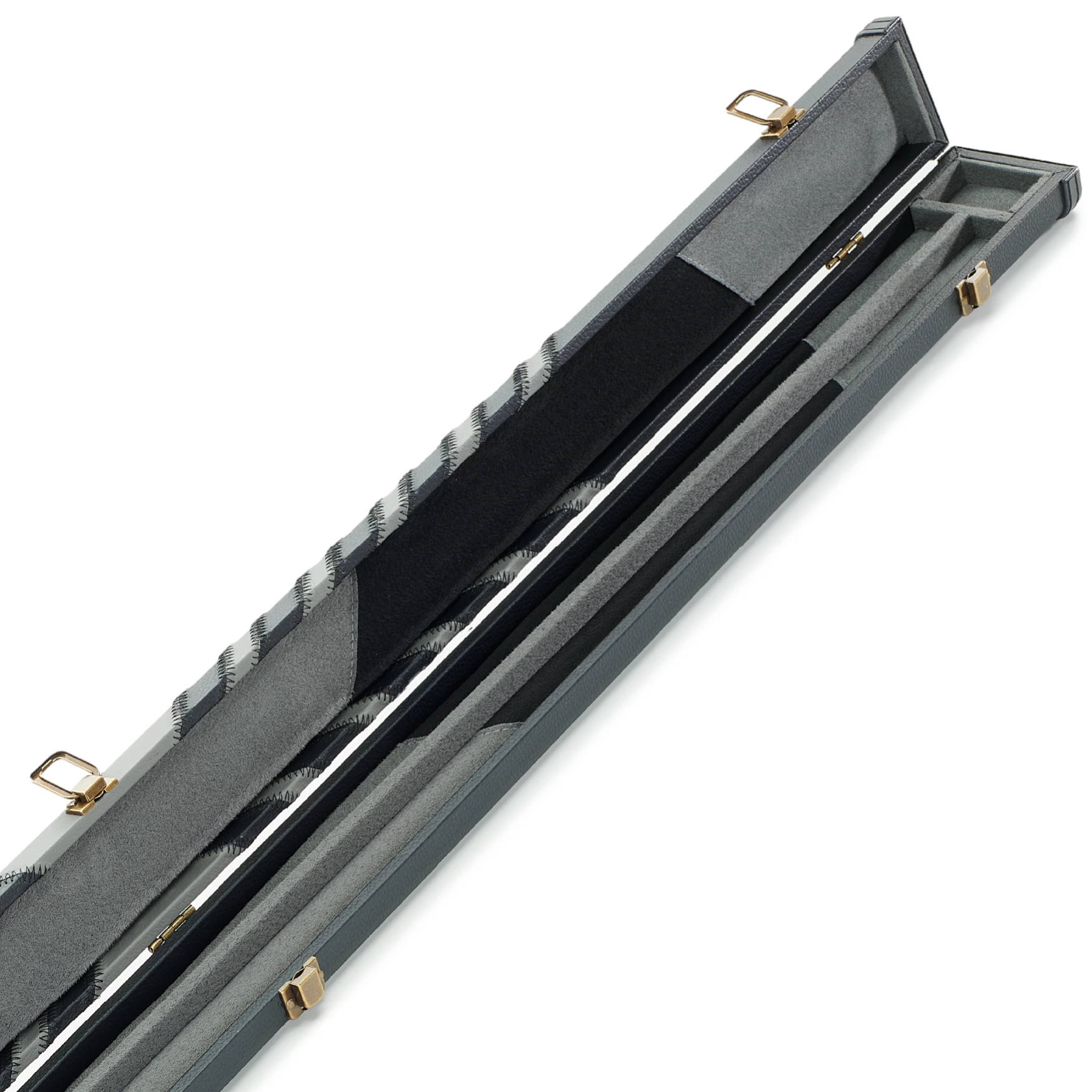 Peradon Black & Grey Arrow Clubman 3/4 Cue Case Open Close Up