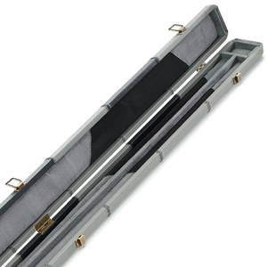 Peradon Black & Grey Patch Faux Leather 3/4 Cue Case Open Close Up