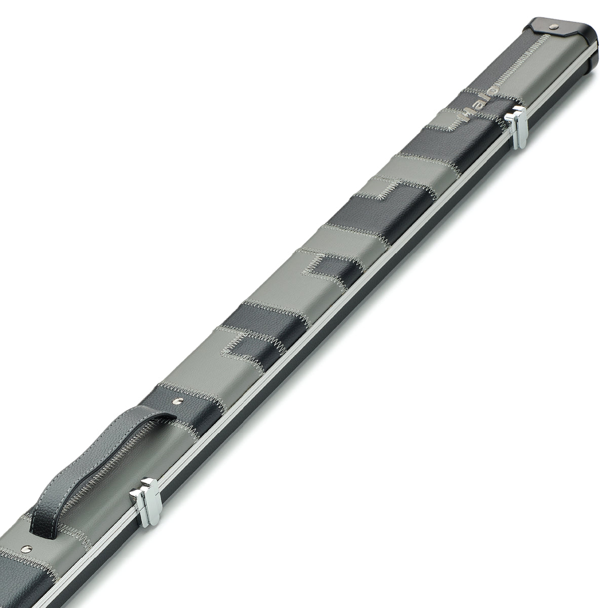 Peradon Black & Grey Patch Halo Wide One Piece Cue Case Close Up