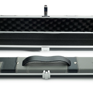 Peradon Black & Grey Patch Halo Wide One Piece Cue Case open and closed view