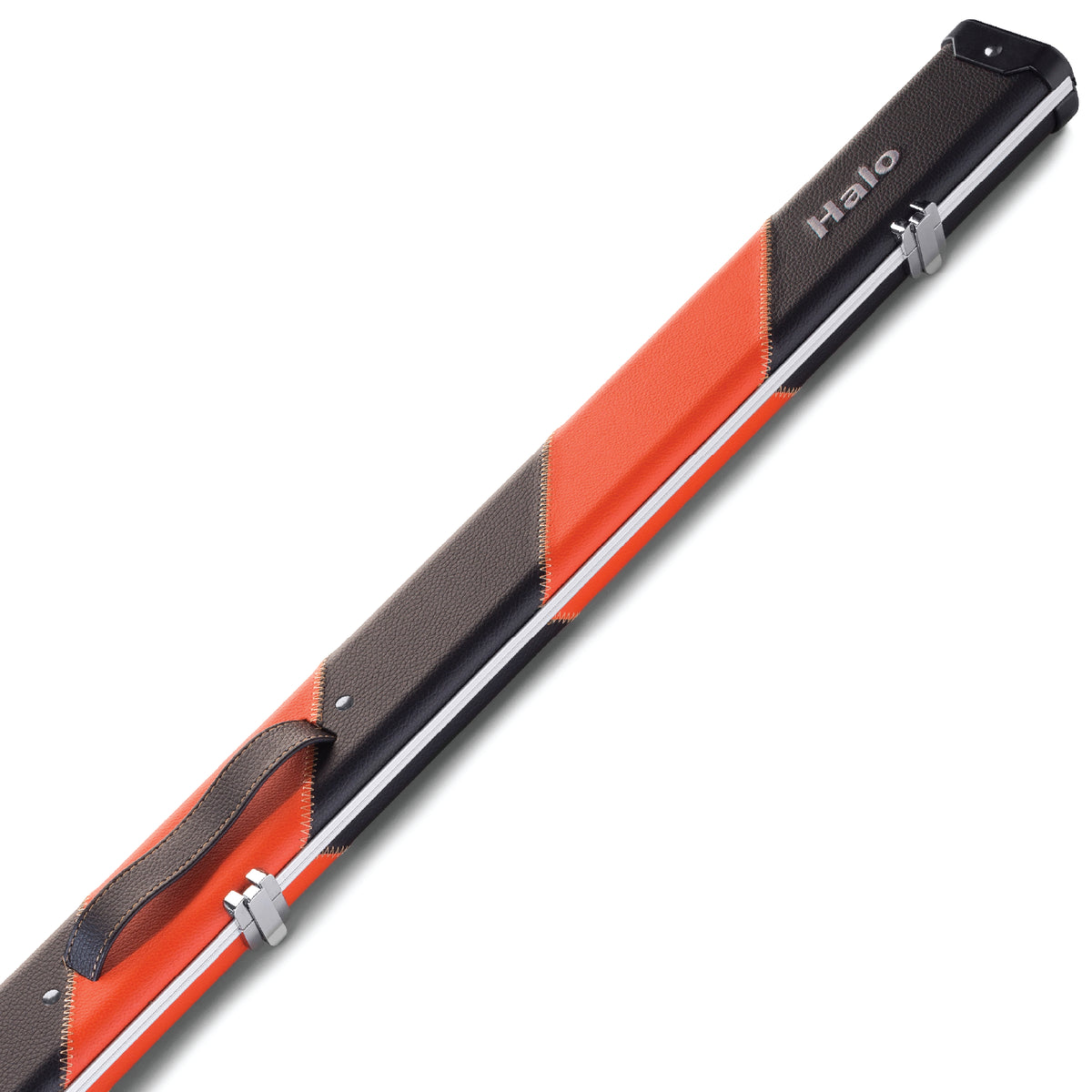 Peradon Black & Orange Stripe Halo 3/4 Cue Case Close Up