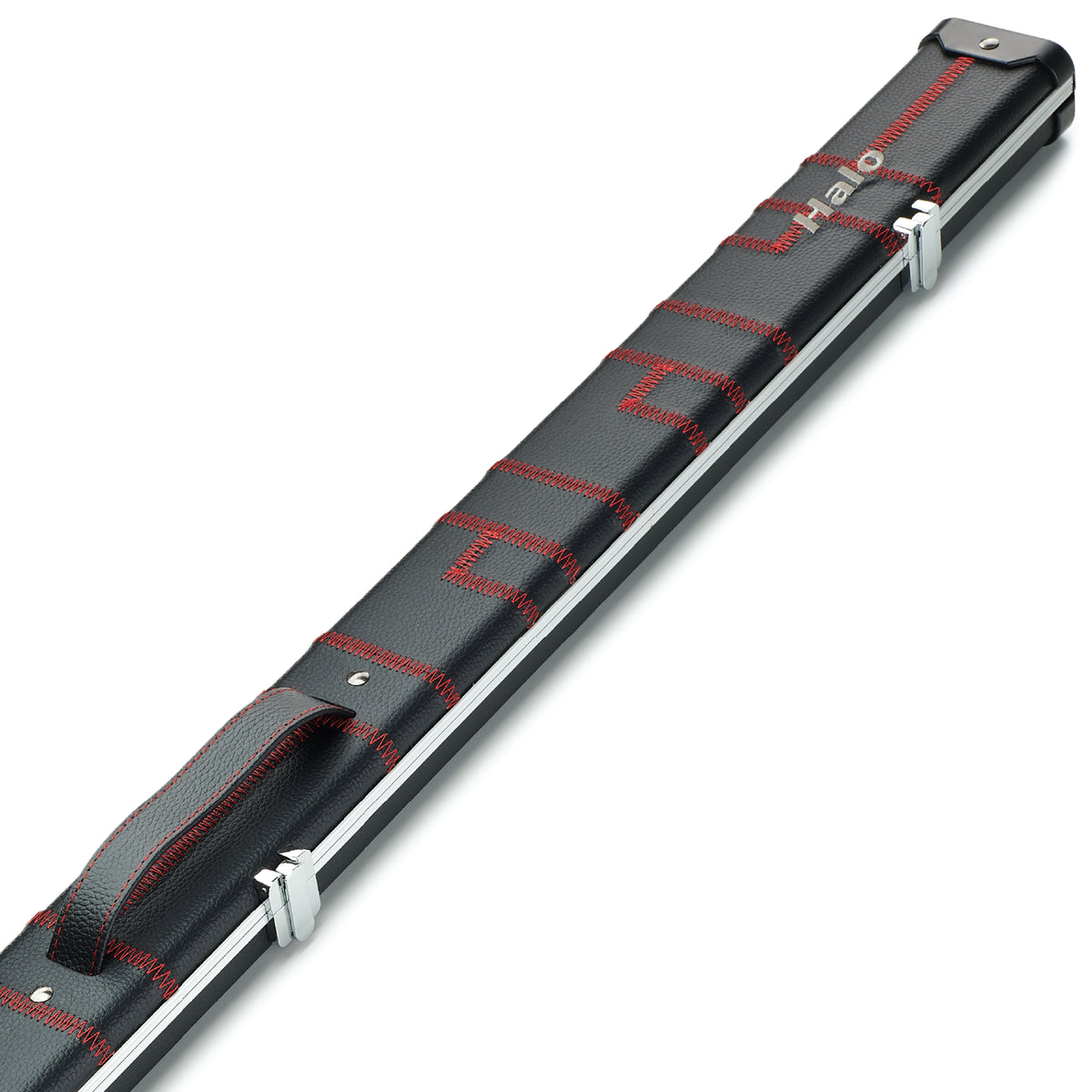Peradon Black Patch & Red Stitch Halo 3/4 Cue Case Close Up