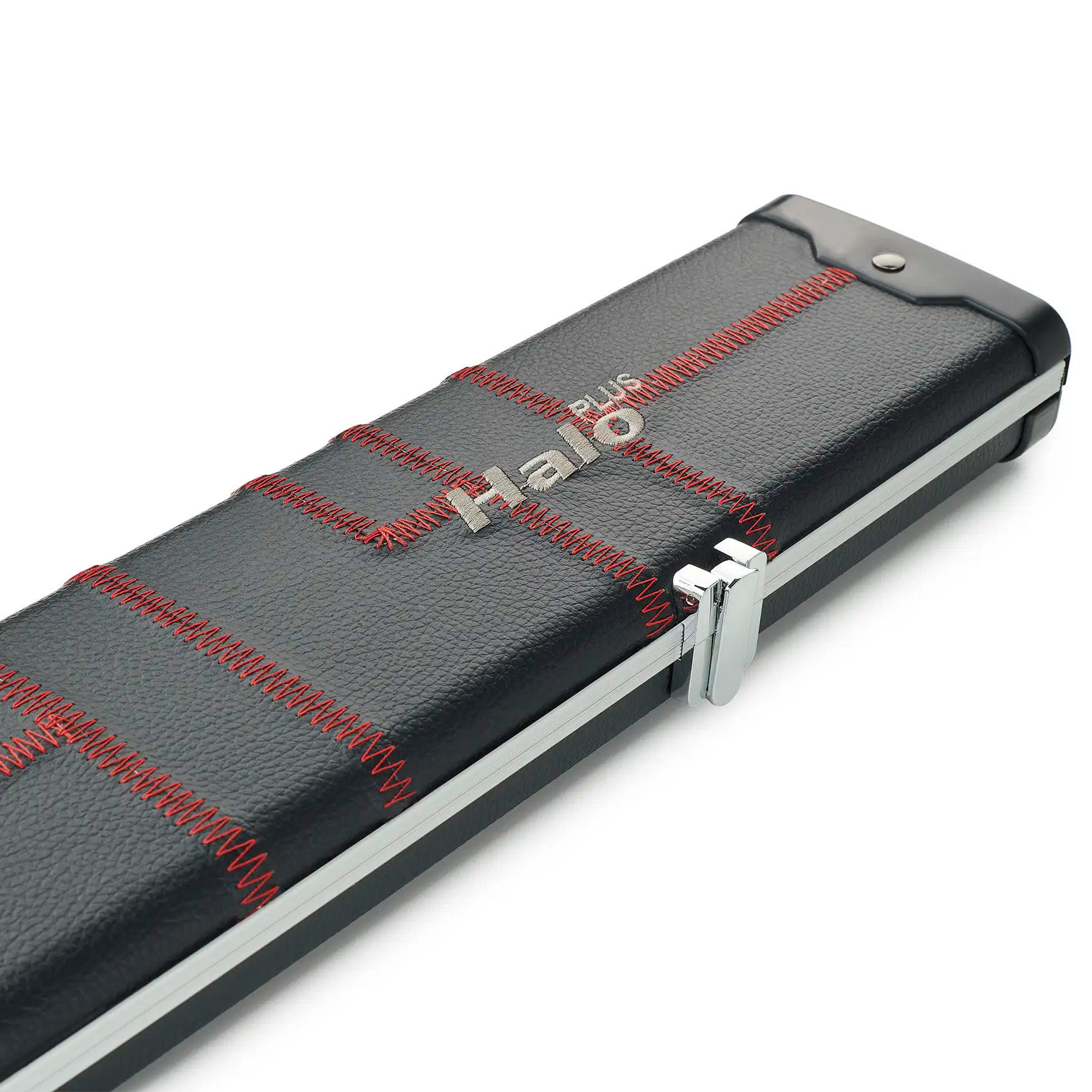 Peradon Black Patch & Red Stitch Halo Plus One Piece Cue Case  end view
