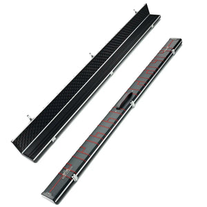 Peradon Black Patch & Red Stitch Halo Plus One Piece Cue Case  full lengh open and closed view
