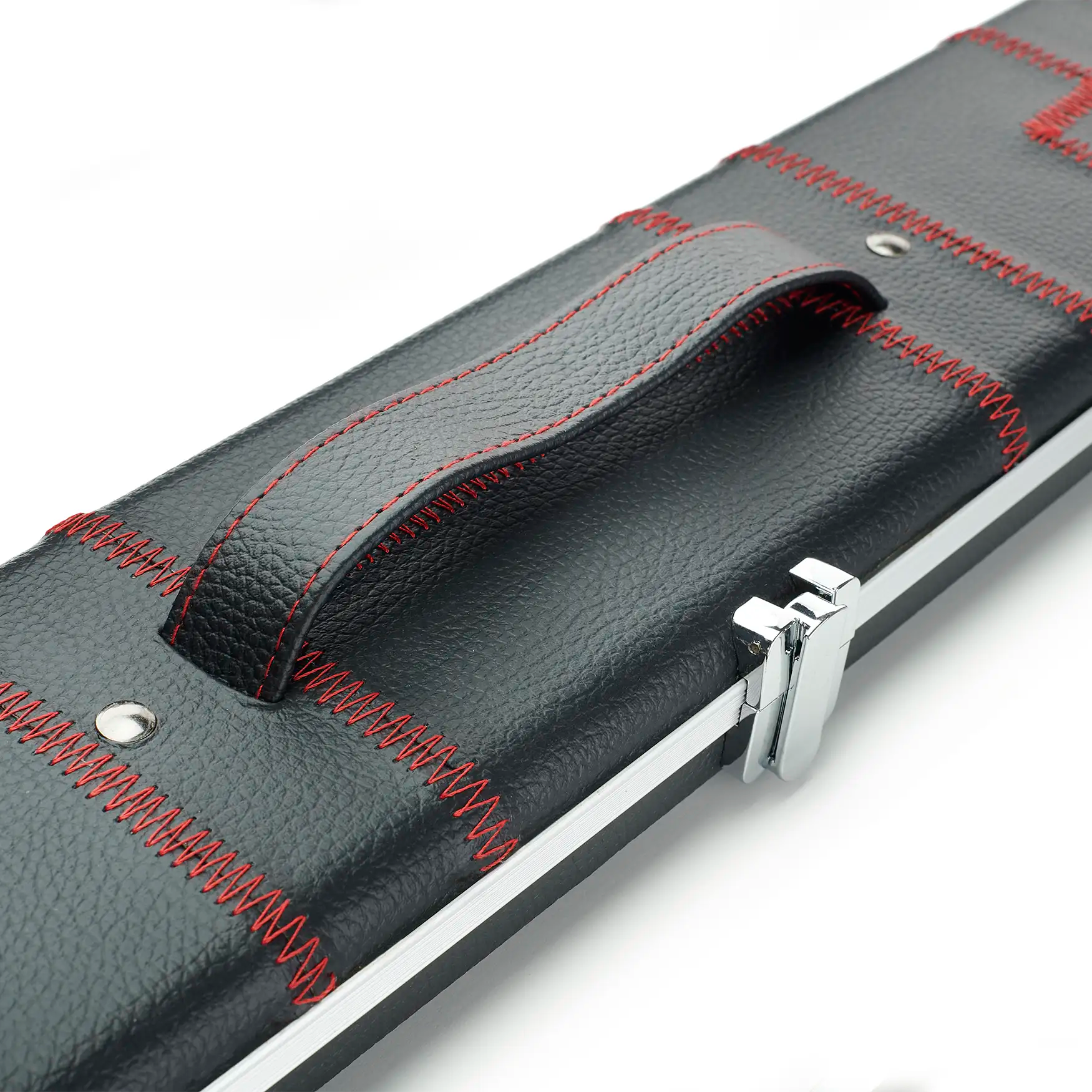 Peradon Black Patch & Red Stitch Halo Plus One Piece Cue Case  handle view
