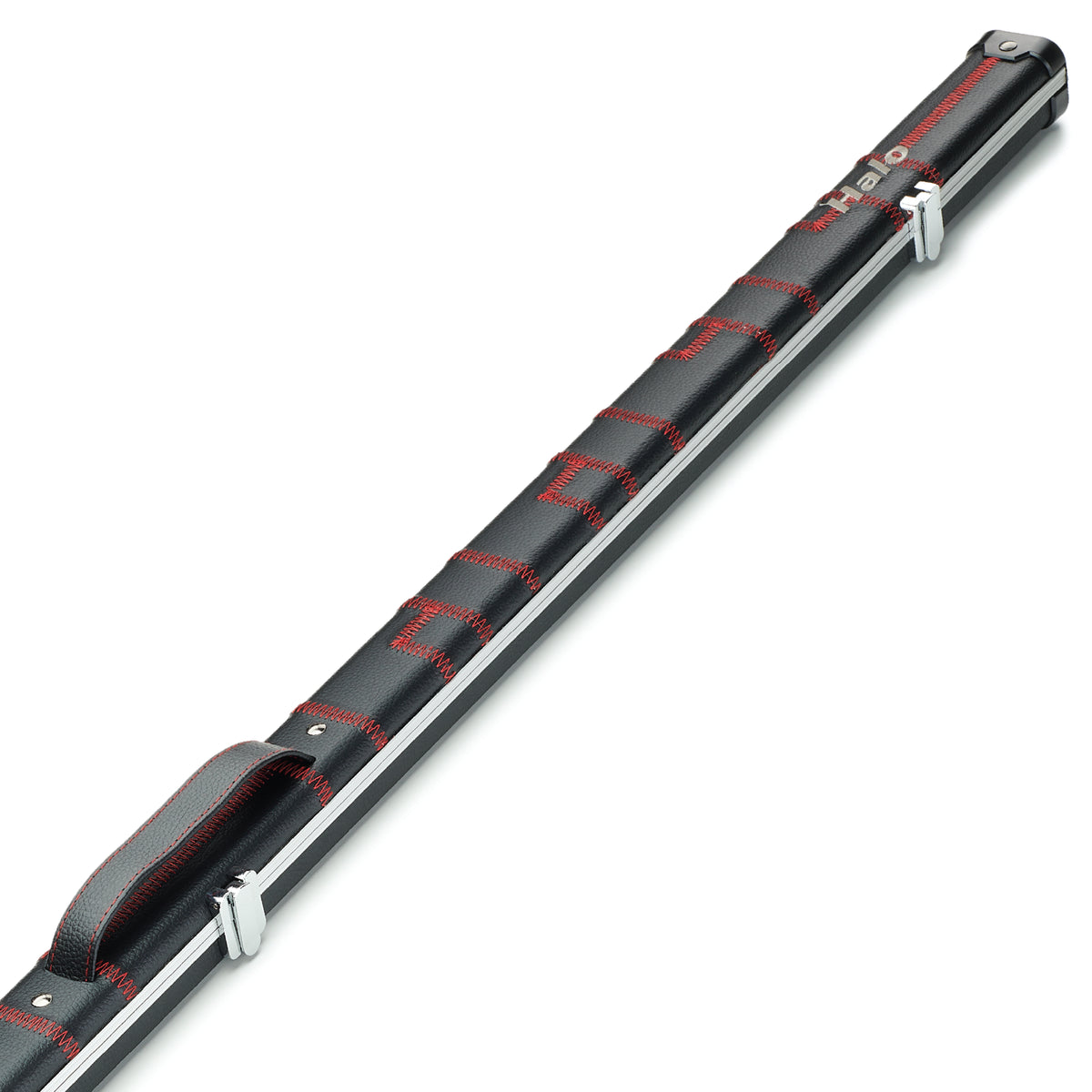 Peradon Black Patch & Red Stitch Halo Thin One Piece Cue Case Close Up