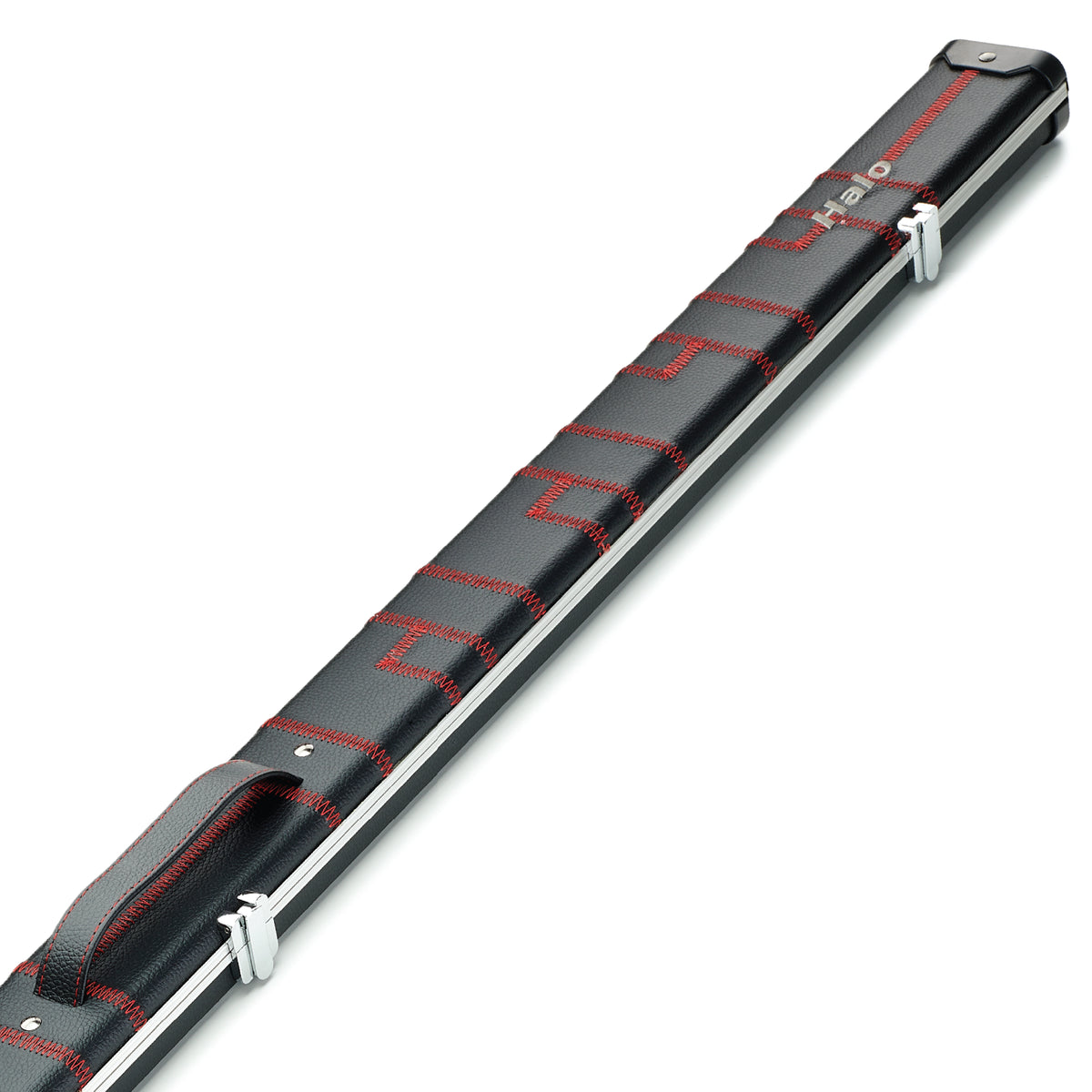 Peradon Black Patch & Red Stitch Halo Wide One Piece Cue Case Close Up