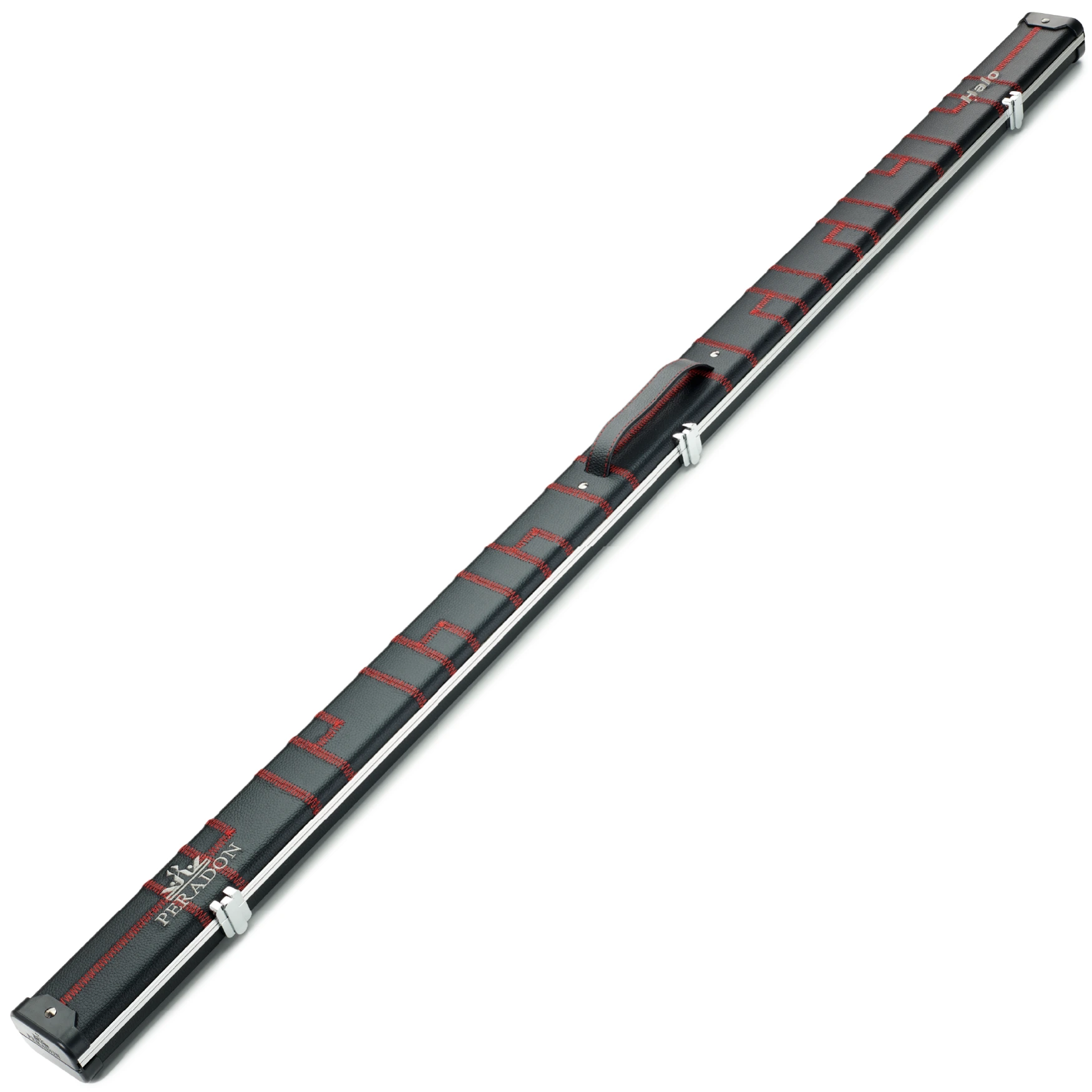Peradon Black Patch & Red Stitch Halo Wide One Piece Cue Case Closed