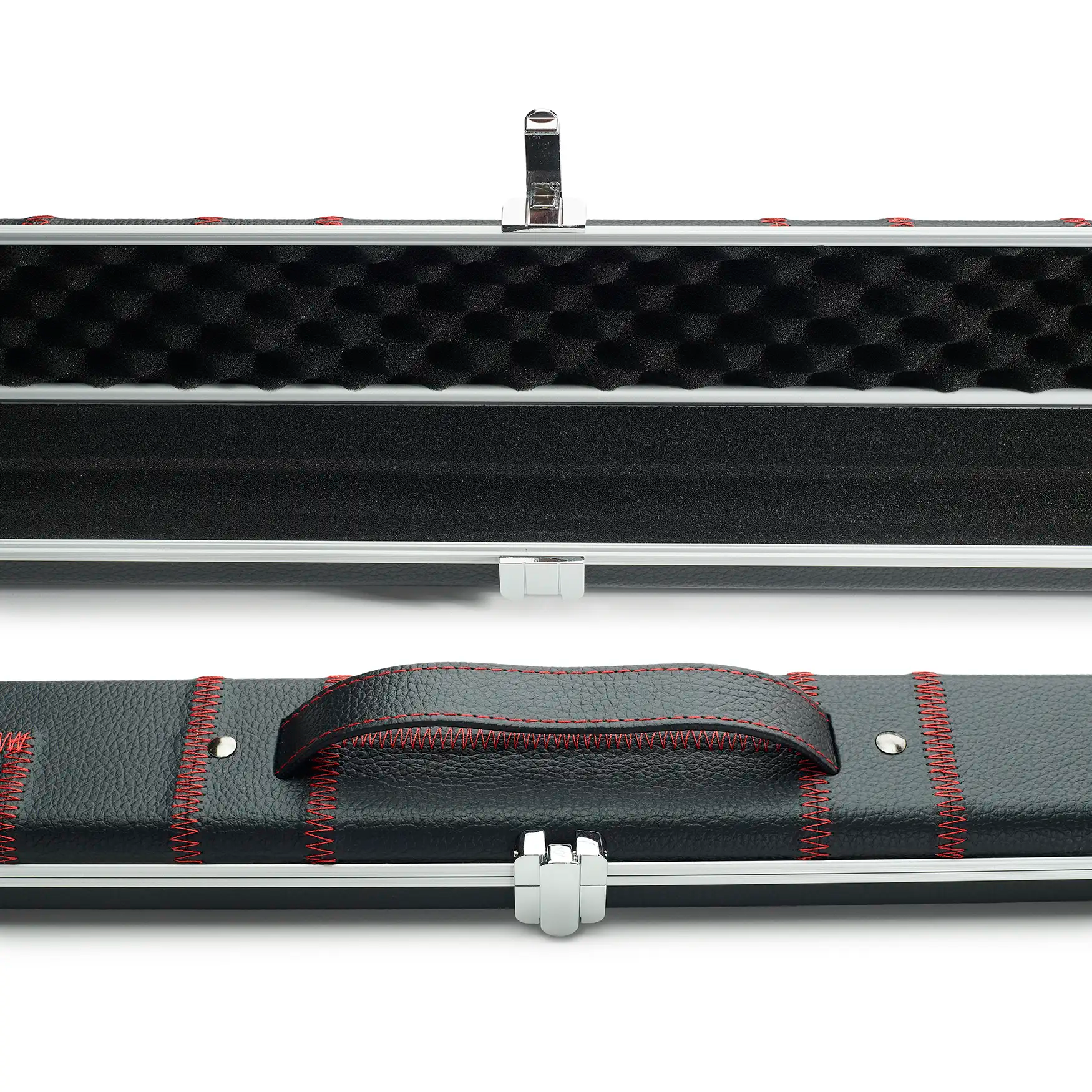 Peradon Black Patch & Red Stitch Halo Wide One Piece Cue Case mid view