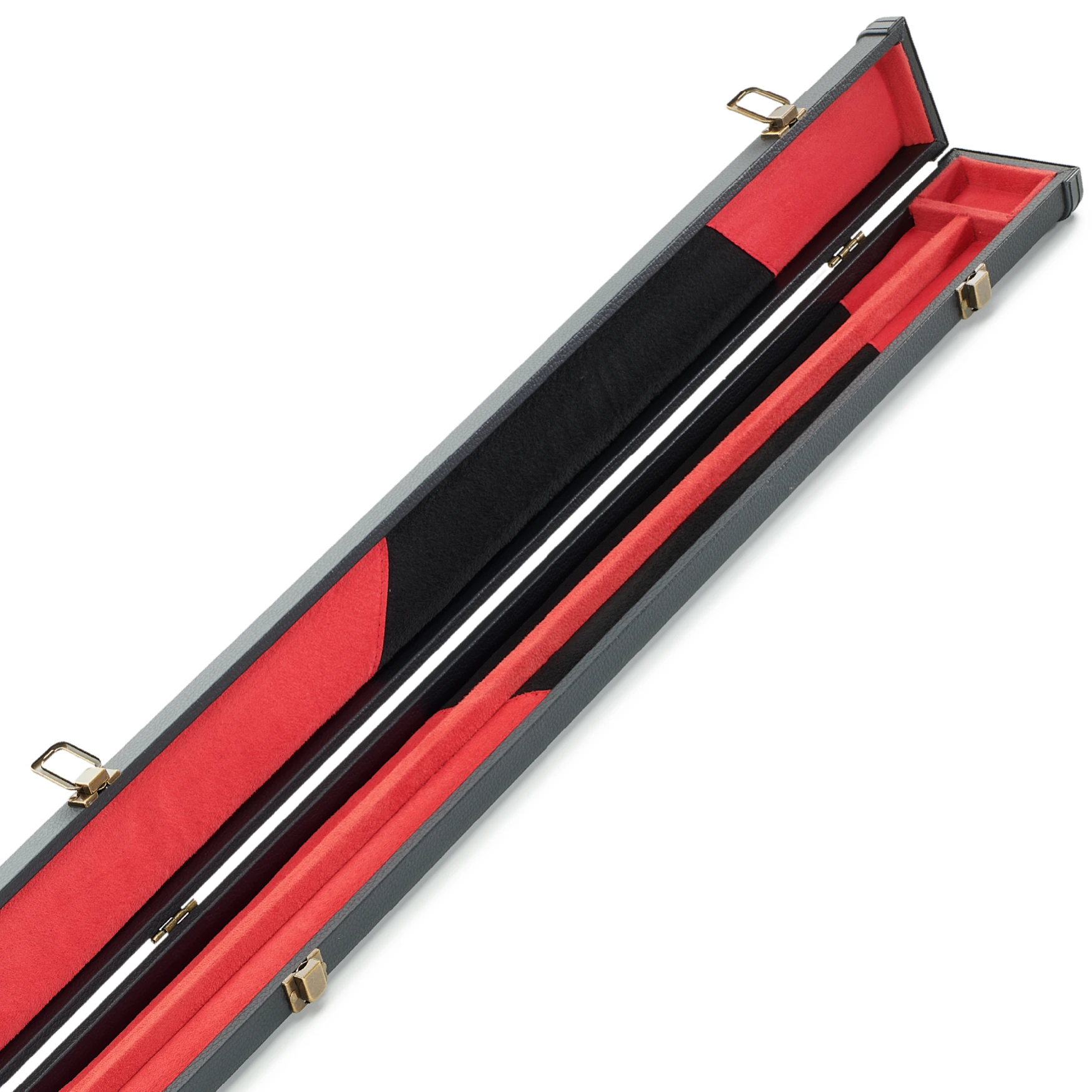 Peradon Black & Red Logo Clubman 3/4 Cue Case Open Close Up