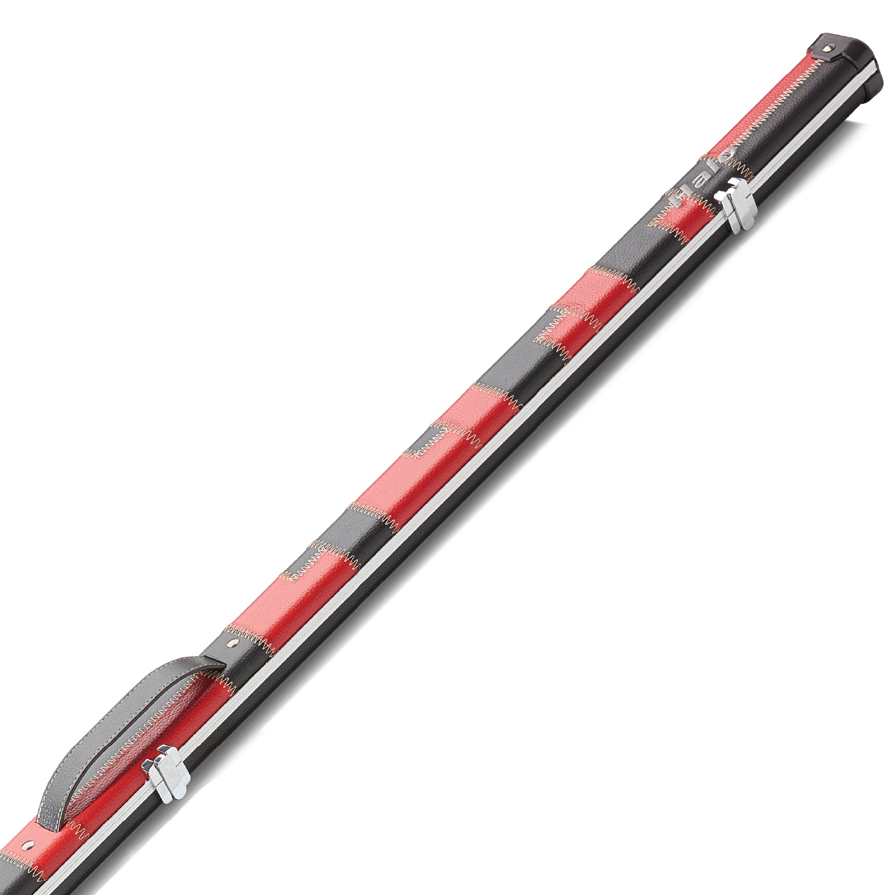 Peradon Black & Red Patch Halo Thin One Piece Cue Case Close Up