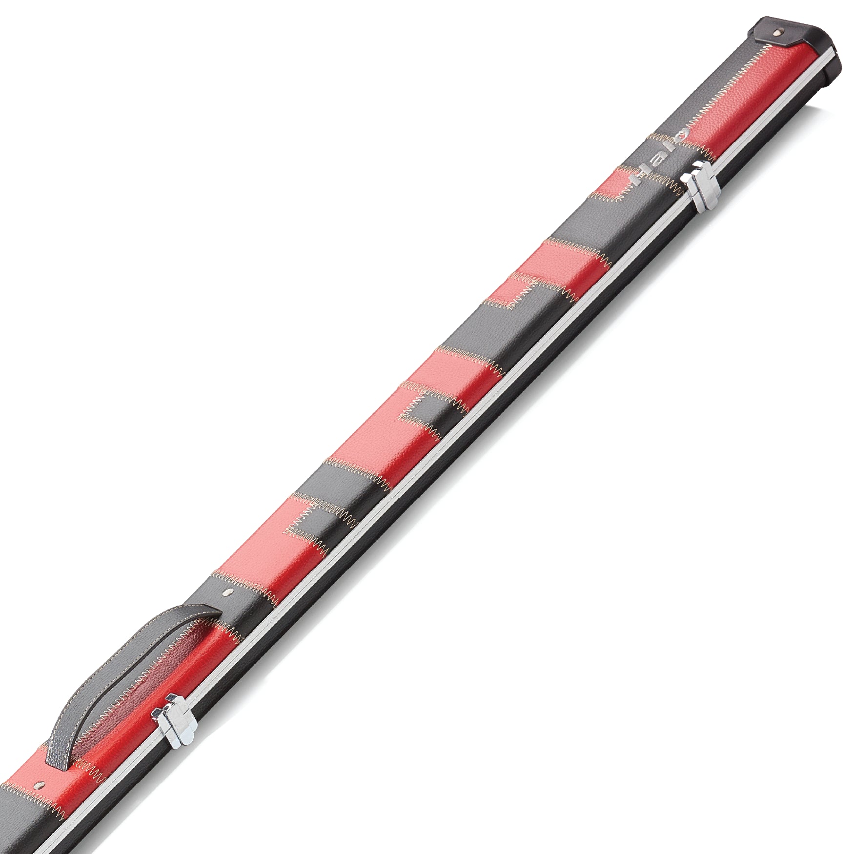 Peradon Black & Red Patch Halo Wide One Piece Cue Case Close Up