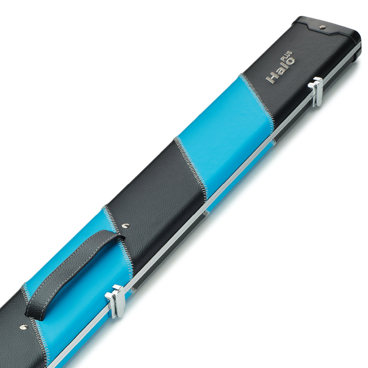 Peradon Black & Sky Blue Stripe Halo Plus 3/4 Cue Case Close Up