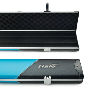 Peradon Black & Sky Blue Stripe Halo Plus 3/4 Cue Case end view
