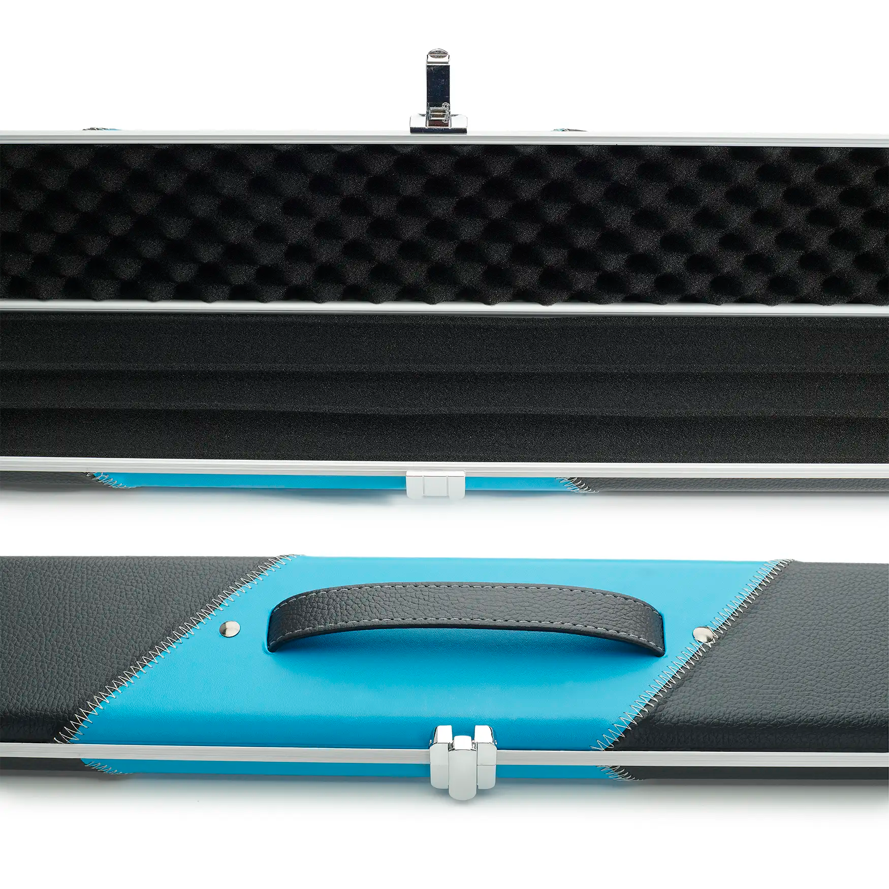 Peradon Black & Sky Blue Stripe Halo Plus 3/4 Cue Case mid view