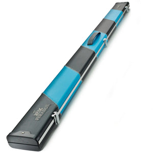 Peradon Black & Sky Blue Stripe Halo Plus One Piece Cue Case dynamic view
