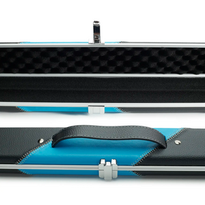 Peradon Black & Sky Blue Stripe Halo Wide One Piece Cue Case mid view