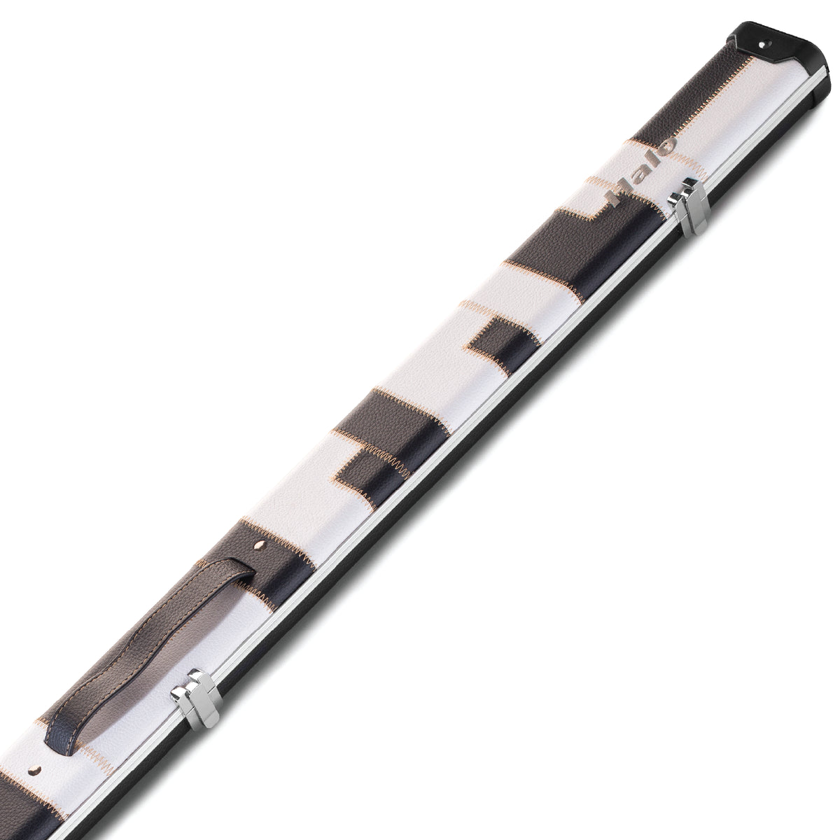 Peradon Black & White Patch Halo 3/4 Cue Case Close Up