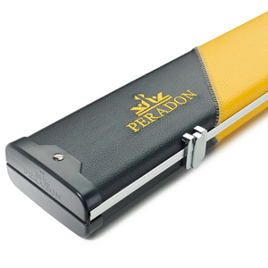 Peradon Black & Yellow Stripe Halo Plus One Piece Cue Case Peradon Logo view 
