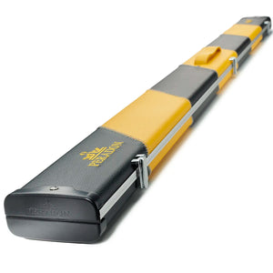 Peradon Black & Yellow Stripe Halo Plus One Piece Cue Case dynamic view 
