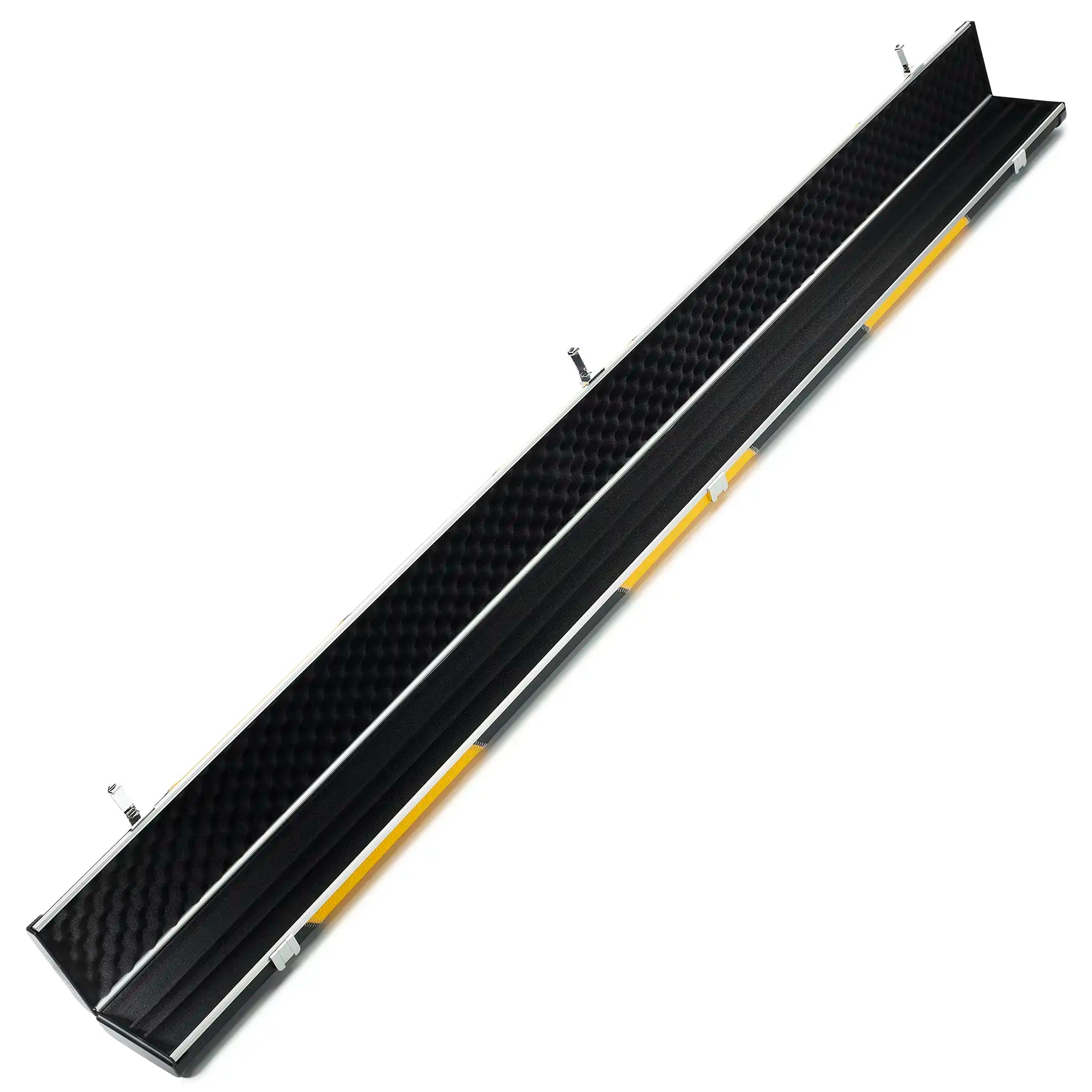 Peradon Black & Yellow Stripe Halo Plus One Piece Cue Case open view 
