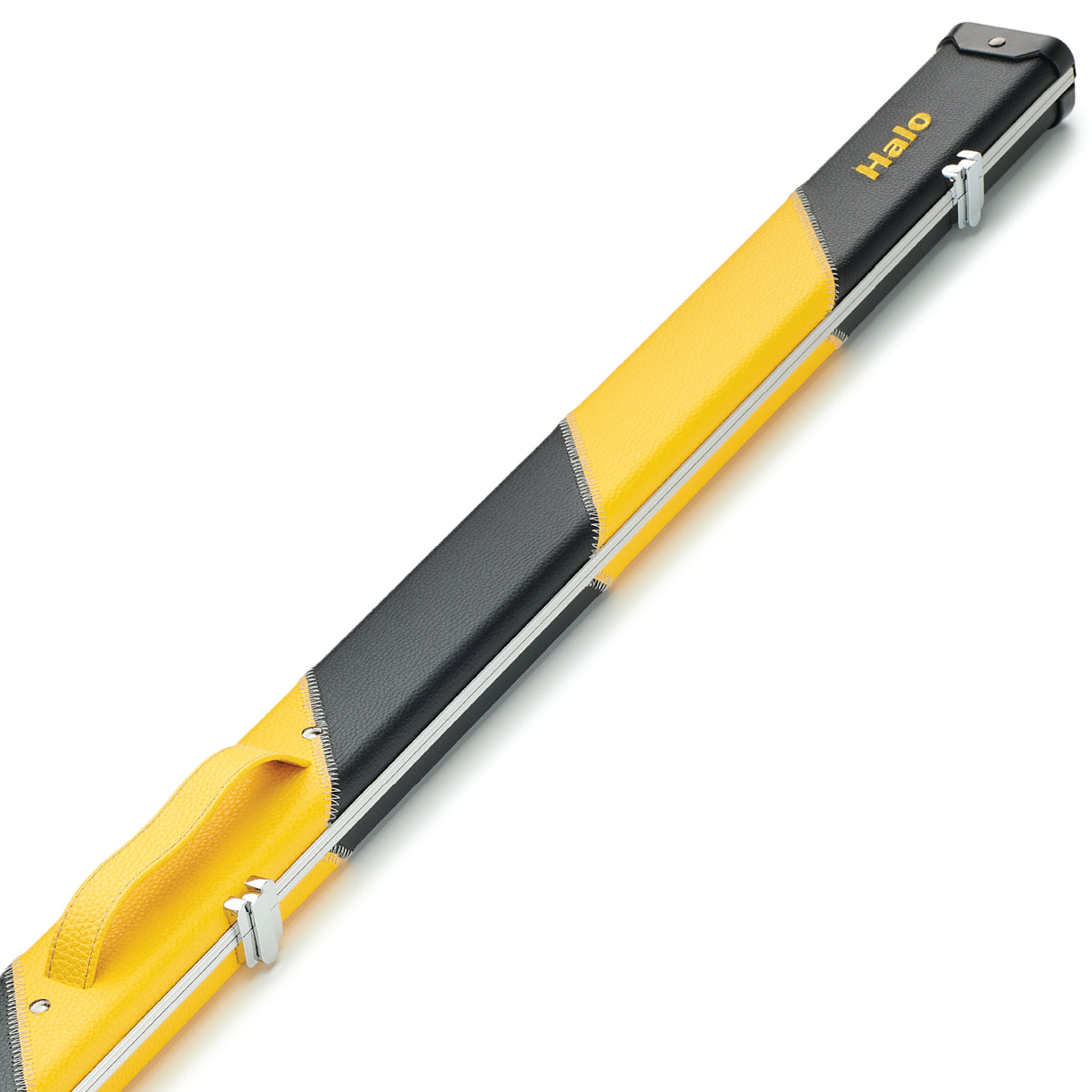 Peradon Black & Yellow Stripe Halo Wide One Piece Cue Case Close Up