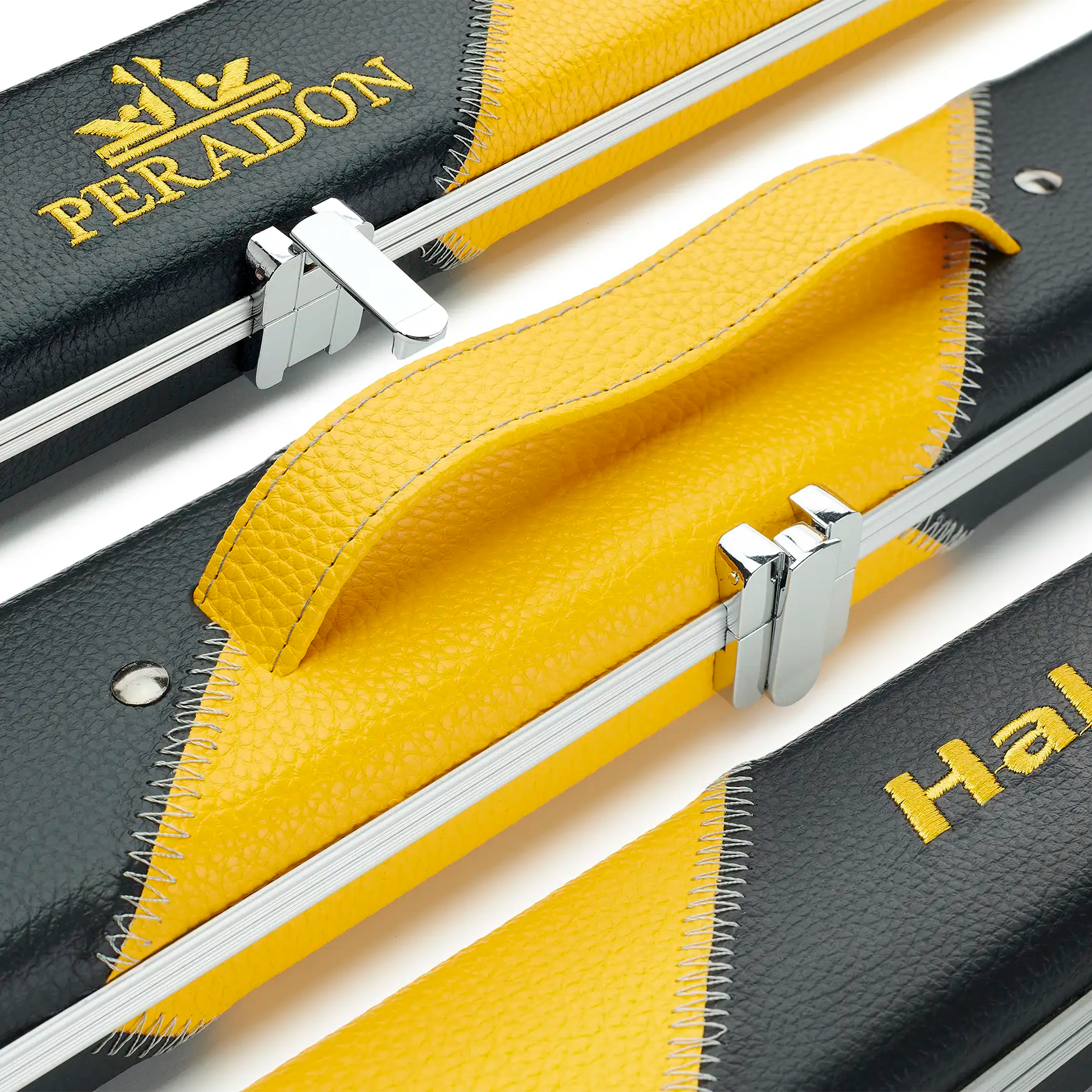 Peradon Black & Yellow Stripe Halo Wide One Piece Cue Case assorted view
