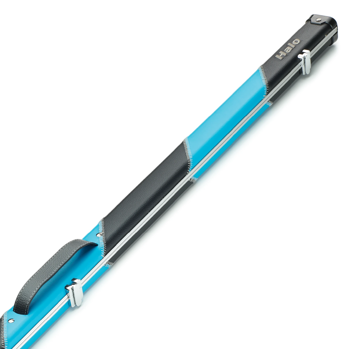 Peradon Black and Sky Blue Stripe Halo Thin Cue Case Close Up