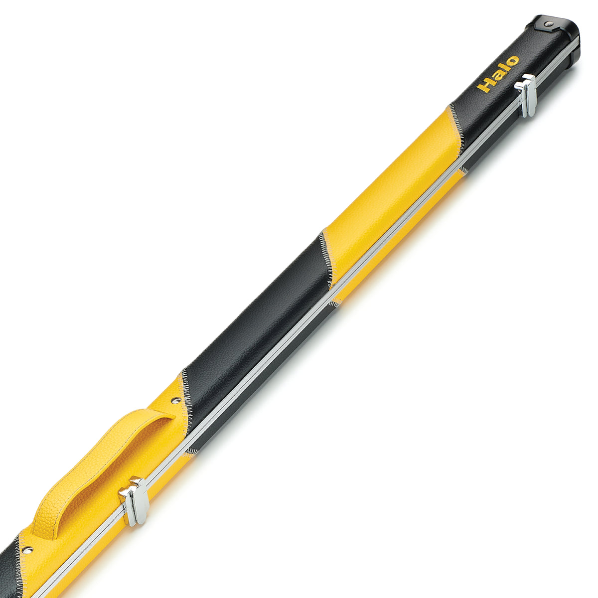 Peradon Black and Yellow Stripe Halo Thin One Piece Cue Case Close Up