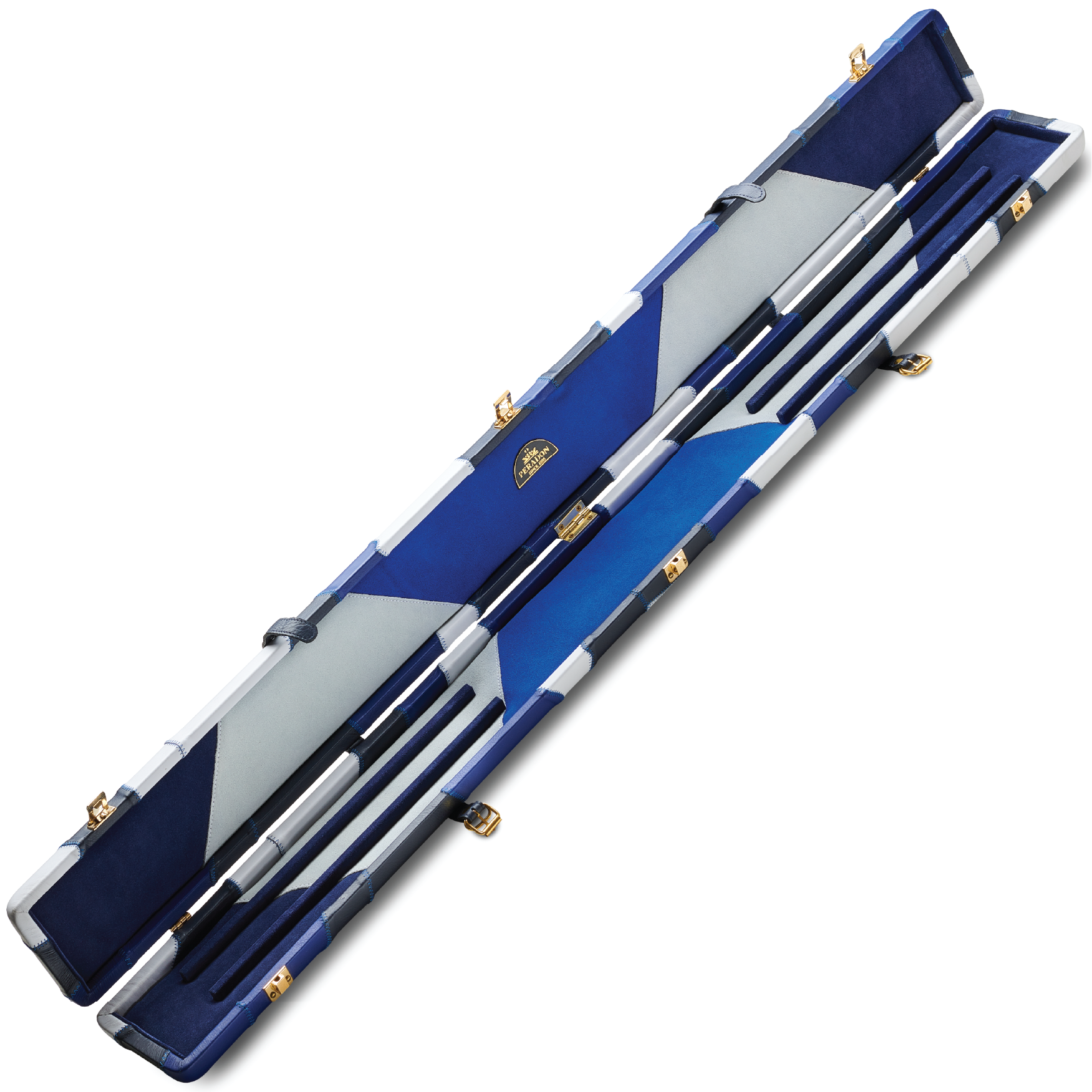 Peradon Blue Camouflage Genuine Leather 3/4 Case Full View Open