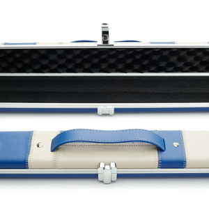 Peradon Blue & Cream Patch Halo Wide One Piece Cue Case mid view
